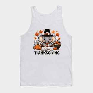 "Thanksgiving Joy" - Cute Elephant Celebrating Thanksgiving Design Tank Top